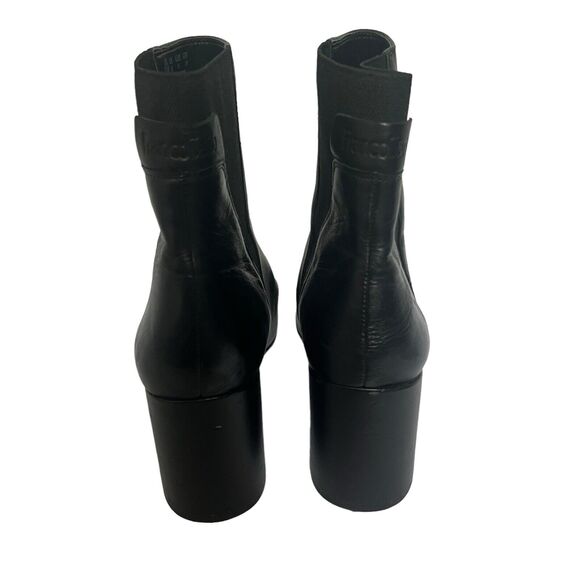 Franco Sarto Black Leather Ankle Boots Size 11 Block Heel Chelsea Boots Slip On - Picture 9 of 14